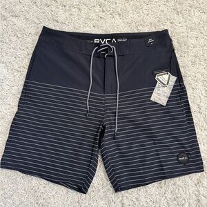 RVCA Men’s Black Striped Board Shorts